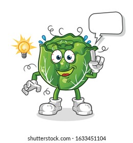 cabbage got an idea with lamp and bubble cartoon. cartoon mascot vector