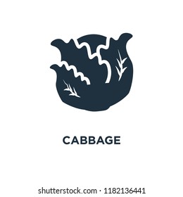 Cabbage icon. Black filled vector illustration. Cabbage symbol on white background. Can be used in web and mobile.