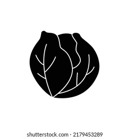 Cabbage icon in black flat glyph, filled style isolated on white background