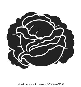 Cabbage icon in black style isolated on white background. Plant symbol stock vector illustration.