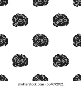 Cabbage icon in black style isolated on white background. Plant pattern stock vector illustration.