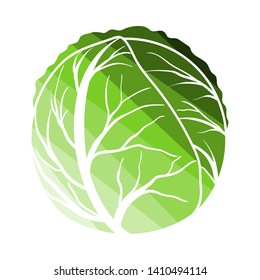 Cabbage Icon. Flat Color Ladder Design. Vector Illustration.