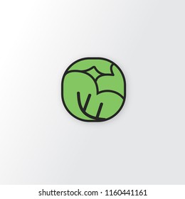 Cabbage icon. Flat design. Line art. Vector illustration.