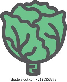 Cabbage icon. Green leaves vegetable. Fresh healthy diet food