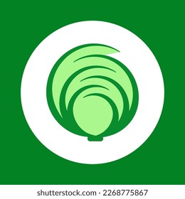 Cabbage icon isolated in the circle. Vector.