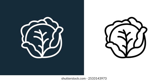 cabbage icon isolated on white and black colors. cabbage outline linear vector icon from vegetarian collection for mobile apps, web and ui.