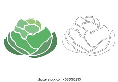  Cabbage icon, logo, sign isolated on white background. Cabbage vector illustration