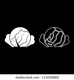 Cabbage icon outline set white color