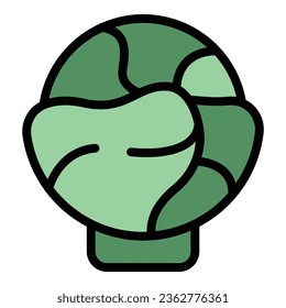 Cabbage icon outline vector. Paleo diet. Keto eating color flat