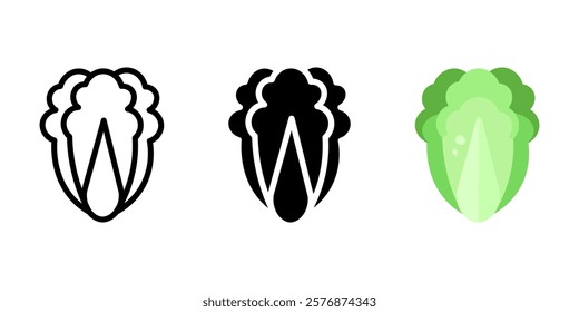 Cabbage icon. Salad lettuce illustration. Crucifers vegetable sign. Organic fresh food symbol. Vegetarian eating pictogram.