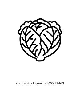 Cabbage icon silhouette on white background. Linear style sign for mobile concept and web design. Cabbage symbol logo illustration.