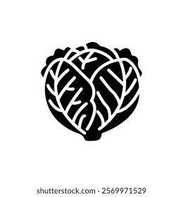 Cabbage icon silhouette on white background. Linear style sign for mobile concept and web design. Cabbage symbol logo illustration.