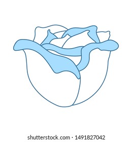 Cabbage Icon. Thin Line With Blue Fill Design. Vector Illustration.