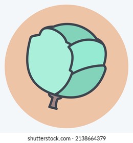 Cabbage Icon in trendy color mate style isolated on soft blue background