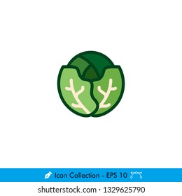 Cabbage Icon / Vector - In Color Design