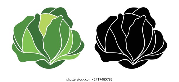 Kohl-Symbol, Vektordesign. Frisches Grünkohl-Symbol. Silhouette von Kohl, pflanzliche Vektorgrafik.