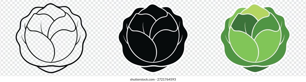 Kohl-Symbol, Vektordesign. Frisches Grünkohl-Symbol. Silhouette aus Kohl, Gemüse. Symbol für frische Lebensmittelzutaten. Kohl-Symbol.