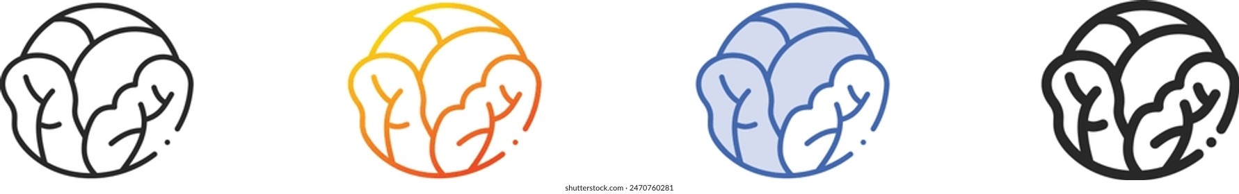 cabbage icon.Thin Linear, Gradient, Blue Stroke and bold Style Design Isolated On White Background