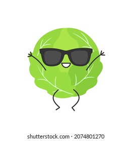 Cabbage saltando personajes de caricatura emociones alegría felicidad cara sonriente icono vegetal hermosa ilustración vectorial.