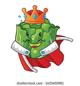 cabbage king with crown and robe cartoon. cute chibi cartoon mascot vector