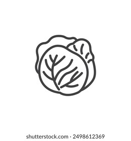 Cabbage leaves line icon. linear style sign for mobile concept and web design. Cabbage outline vector icon. Symbol, logo illustration. Vector graphics