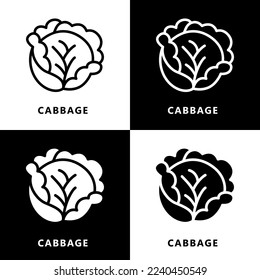 Cabbage leaves organic Icon Logo. Vegetable and Fruit Symbol Illustration Vector