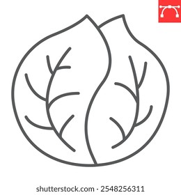 Cabbage line icon, fresh and vegetable, cabbage vector icon, vector graphics, editable stroke outline sign, eps 10.