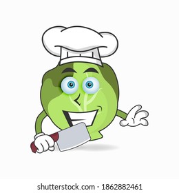 Das Maskottchen Cabbage wird zum Koch. Vektorgrafik