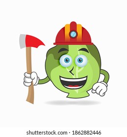 Der Maskottcharakter von Cabbage wird zum Feuerwehrmann. Vektorgrafik