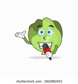 The Cabbage mascot character becomes a host. vector illustration
