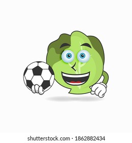 The Cabbage mascot character becomes a soccer player. vector illustration