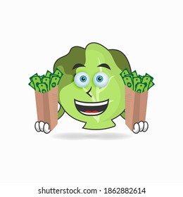 Cabbage mascot character holding money. vector illustration