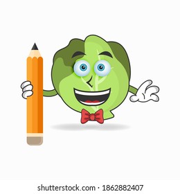 Cabbage mascot character holding a pencil. vector illustration