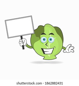 Cabbage mascot character holding a white blackboard. vector illustration