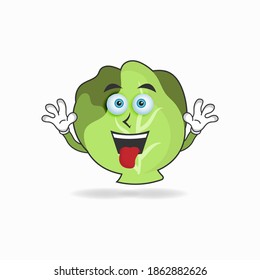 Cabbage mascot character with laughing expression and sticking tongue. vector illustration