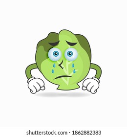 Personaje de mascota de col con expresión triste. ilustración vectorial