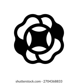 Cabbage. Outlined stroke vector icon with black-filled details.