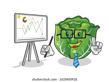 cabbage percentage of shares, sales, and finance cartoon. cute chibi cartoon mascot vector