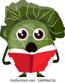 Kohl liest ein Buch, Illustration, Vektorgrafik auf weißem Hintergrund.
