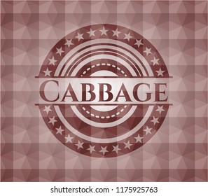 Cabbage red seamless badge with geometric pattern background.