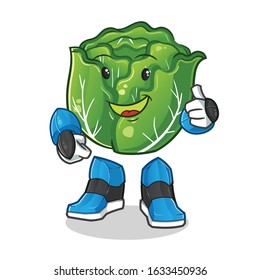 cabbage robot humanoid ai smiling and thumbs up cartoon. cute chibi cartoon mascot vector