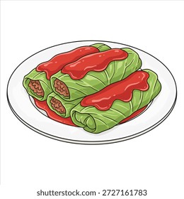 Rolos de repolho no projeto de vetor de ilustração de placa