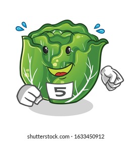 cabbage runner cartoon. cute chibi cartoon mascot vector