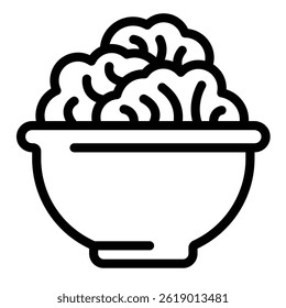 Cabbage salad dish line icon, culinary cooking concept. Vector graphics. Plate with cabbage vegetable, salad sign on white background, style mobile or design