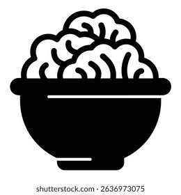 Cabbage salad dish solid icon, culinary cooking concept. Vector graphics. Plate with cabbage vegetable, salad sign on white background, style mobile or design