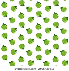 cabbage seamless pattern background. Vector flat illustration on transparent background. illustration for package, kitchen design, fabric and textile.  Eat green

