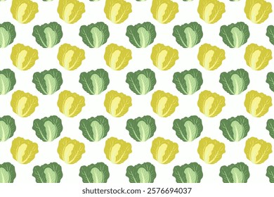 Cabbage seamless pattern on white background. Cabbage vector illustration.