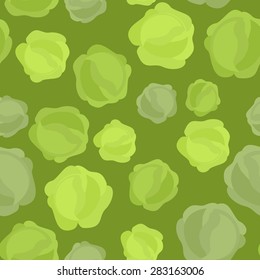 Cabbage seamless pattern. Vegetable vector background ripe cabbage
