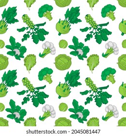 Cabbage  seamless pattern. Wallpaper, print, packaging, paper, advertising material, textile design. Vector illustration.