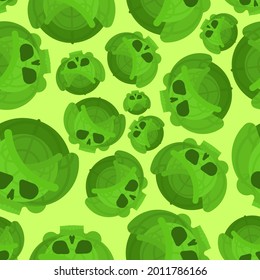 Cabbage skull pattern seamless. skeleton Deadly scary vegetable background. vector texture